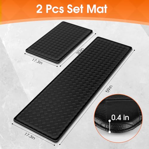 TranquilRelax 2-Piece Kitchen Mats, Cushioned Non-Slip Floor Mats, Black | Kitchen mats for floor, water-resistant anti fatigue mats for kitchen floor,laundry & entryway, 17.3 x 30 and 17.3 x 59 in - color: Black, size: 2-Piece | 30"+59" | Standard