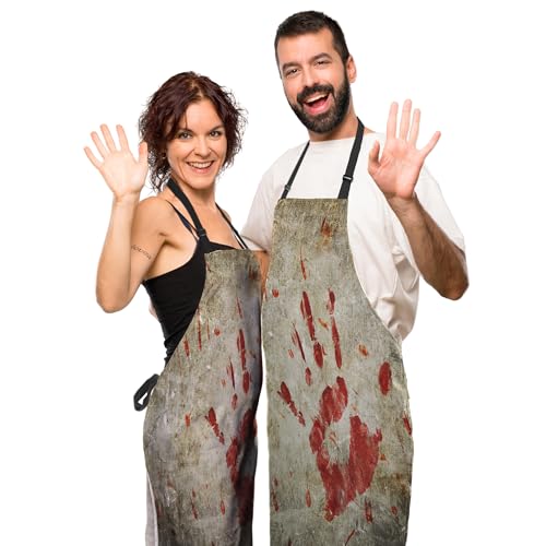 Baking Apron for Women Bloody Handprint Grungy Wall Kitchen Aprons for Men for Kitchen Cooking Restaurant BBQ Painting Crafting 27” (W) x 31” (H), Waterproof Apron - color: Bloody Handprint
