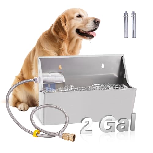 PAUQEWIE 2Gal Automatic Dog Water Bowl Dispenser Auto Fill Dog Waterer | Outdoor Livestock Water Trough for Large Breed Dog Chicken Horse, Sturdy Material, Easy To Install, Controlled by Float Valve