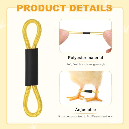 M METERXITY 100-Pack Adjustable Chick Leg Bands, 1.38" x 0.2" Polyester Chicken Leg Brace for Chicks/Ducks/Birds [Yellow] Poultry Leg Bands - color: Yellow