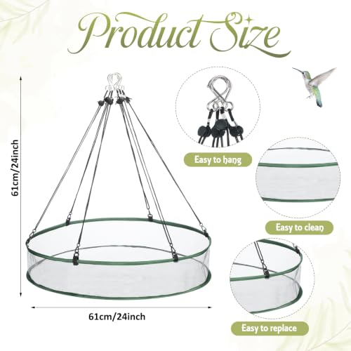 FoldTier 1 Piece Bird Seed Catcher Tray Hanging Round Mesh,24 Inch | Platform Under Feeders for Outdoor Use, Hoop Catches Bird Seed Spillage, Metal Frame Mesh Base, Fits Hummingbird Bee Feeders - size: 24 Inch