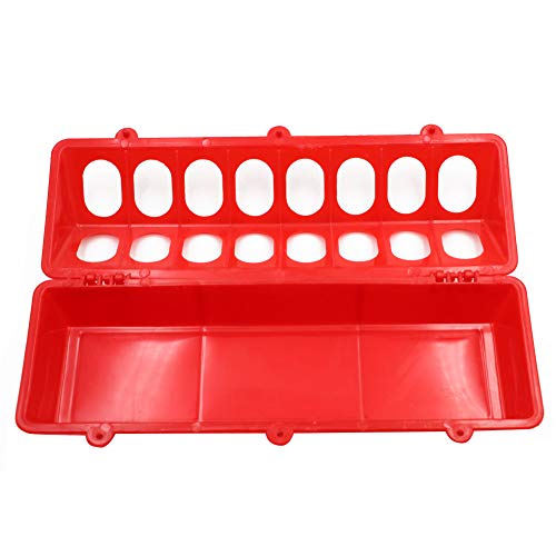 Flip Top Chick Feeder Trough, Plastic Bird Small Poultry Feeder | No Mess, No Waste Chicken Feeder for Small Chicks, Pigeons, Quails, Birds, Ducklings, Ideal for Using in a Brooder (Red) - color: Red