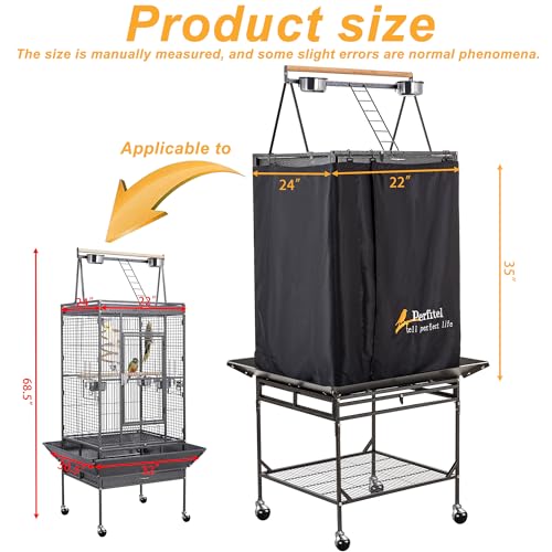 Bird Cage Cover Black Good Night Blackout Birdcage Cover (68 inch) | Durable Breathable Washable Material, Create Quiet Environmente - size: 68 inch