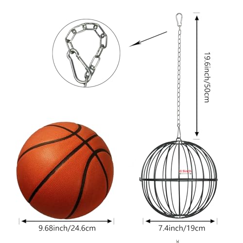 Hanging Chicken Feeder, 7.4 Inch Metal Large Chicken Ball Cage,Hen Food Rack, Chicken Feeding Supplies, Chick Coop Accessories.1 pcs Black