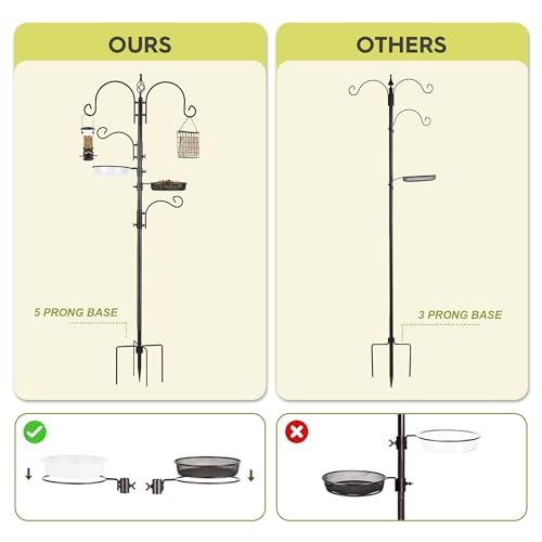 ERYTLLY Bird Feeding Station Kit Bird Feeder Pole Wild Bird Feeder Hanging Kit Planter Hanger Multi Feeder Hanging with Metal Suet Feeder Bird Bath for Attracting Wild Birds - size: 91 Inch