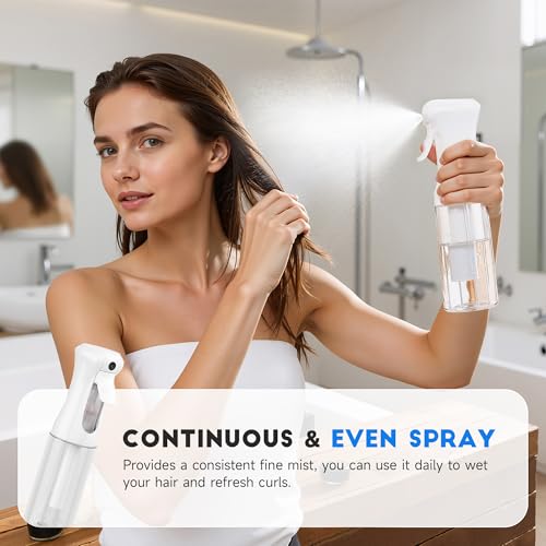 Continuous Spray Bottle for Hair Ultra Fine Mist Sprayer 3 Pack 6.8 OZ | Continuous Hair Spray Bottles Refillable Water Mister Sprayer for Hairstyling, Plants, Pets, Skincare,Salons,Barber,Cleaning - color: Purple White White, size: (3-Pack)-6.8 Oz