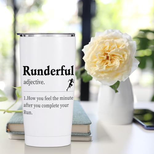 Running Gifts for Women Men 20 oz Tumbler, Runners Gifts for Runners Mom | Runderful Stainless Steel Insulated Water Bottle, Running Themed Insulated Travel Coffee Mugs - color: Multi 1464