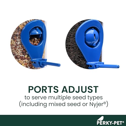 Perky-Pet Navy 2-in-1 Tube Bird Feeder for Outdoors, 4 Port Tube Bird Feeder