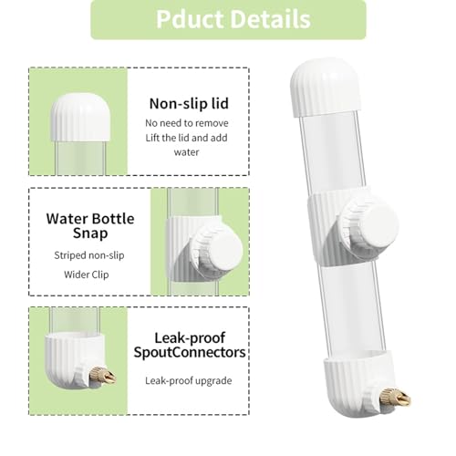 7.4 Fl Oz No Mess Bird Water Dispenser, Automatic Parrot Water Feeder with Spring Valve, Clear Cage Water Drinker for Parakeets Cockatiels Budgies Finch Lovebirds & Canary (White, 7.4 fl oz (220ml)) | Leak-proof bird waterer For parrots, cockatiels, budgi
