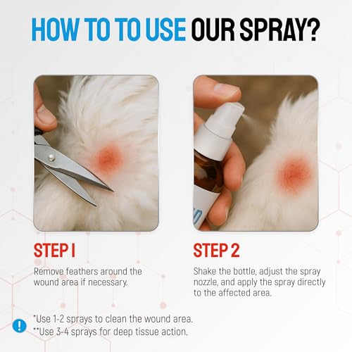 Wound Spray for Chicken – Birds & Chicken Antibiotics Alternative to Help with Pecking Sores, Bumblefoot, Cuts – Poultry Spray with Silver – GMOs Free – 4-Oz Bottle
