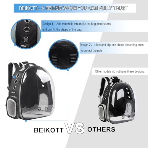 Cat Backpack Carrier, Pet Backpack, Breathable Cat Dog Space Capsule Backpack, Airline-Approved for Small Cats Dogs Birds Bunny Travel Hiking - color: BLACK