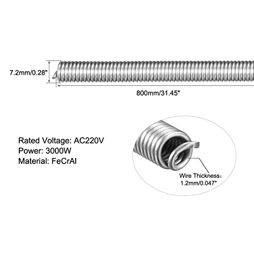 uxcell Heating Element Coil Wire AC220V 3000W / AC110V 750W Kiln Furnace Heater Wire 7.2mm*800mm 2PCS