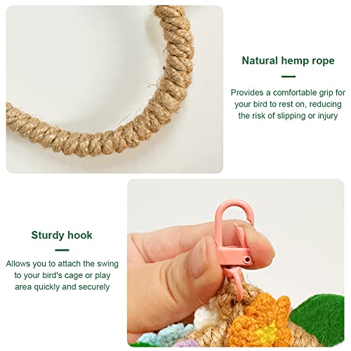 La La Pet® Bird Rope Swing with Hanging Hook Bird Rope Perch Bird Swing Perch Bird Perch Stand Bird Cage Toy for Parrot Budgie Parakeet Cockatiel Cockatoo Conure Large - color: Large