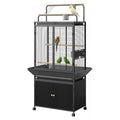 GarveeLife Large Bird Cage, Parakeet Cage with Play Top & Storage Cabinet, Indoor Outdoor Birdcage for Parrot, Cockatiel, Macaw Budgie, Black Walnut Wood