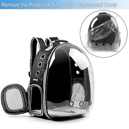 Cat Backpack Carrier, Pet Backpack, Breathable Cat Dog Space Capsule Backpack, Airline-Approved for Small Cats Dogs Birds Bunny Travel Hiking - color: BLACK