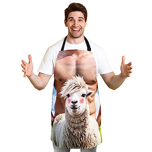 Funny Men Cooking Grilling Aprons Belly BBQ Funny Gag Gifts for Christmas, White Elephant Gift Exchange (Goat, One Size) - color: Goat