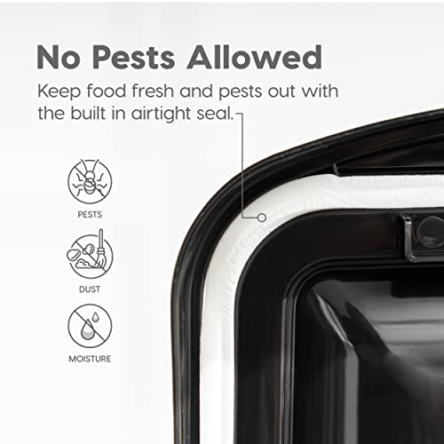 IRIS USA Dog Food Storage Container, Up to 50 lbs, Black, Made in USA | Wheels for Mobility, Airtight Seal, BPA-Free, Best for Bird Seed, Cat food, Cat Litter, Chicken Feed, Pellets - color: Black, size: 50 lbs