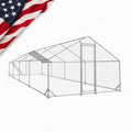 Efficraft 4-Room Chicken Coop, 19.6 x 9.8 x 6.5 ft, Waterproof Cover | 19.6 x 9.8 x 6.5 ft 4-room walk-in run with steel frame, PVC-coated mesh, lockable gate, and waterproof cover. - size: 315"L x 118"W x 78"H