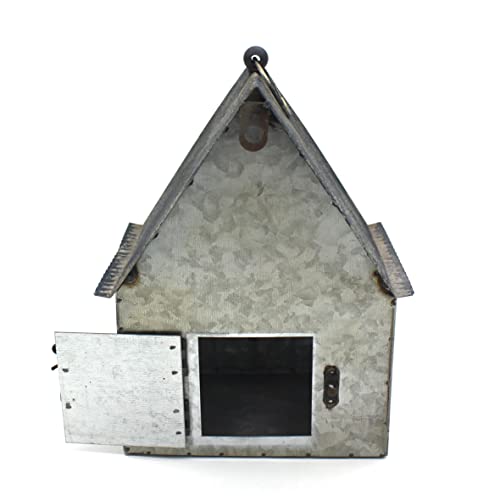 Rustic Vintage Metal Garden Birdhouse American Flag Design Single Roof Hanging Bird House for Outside