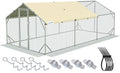 Quictent Large Metal Chicken Coop Run Upgraded Reinforced Hardware Cloth | Premium Galvanized Metal Tube, Walk-in Poultry Cage for Outdoor Yard Farm, Waterproof Cover, 19.7x9.8x6.6FT - size: 19.7x9.8FT