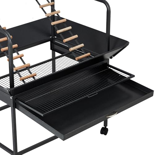 Garvee Bird Playstand, 64'' H Bird Stand, Activity Play Center w/Ladders | Removable Tray, Indoor Outdoor Playground for Parakeet, Cockatiels Conures Macaw (64 Inches Height) - size: 66‘’ H