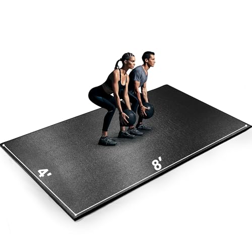 Large Exercise Mat, 8' x 6'/8' x 4'/6' x 4' Extra Durable Workout Mats for Home Gym Flooring, High-Density Gym Mats Cardio Mat for Jump Rope, MMA, Stretch, HIIT, Shoe-Friendly, Non-Slip, Non-Toxic - size: 8mm