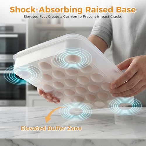HANSGO Deviled Egg Containers with Lid, Set of 2, Plastic Clear Deviled Egg Tray Holder Carrier for 60 Eggs, Suitable for Refrigerator, Home, Party, Kitchen Supplies, Stackable & Portable - color: 60 Egg Box
