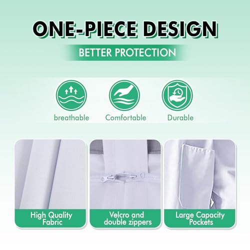 Honey Lake 31Pcs Beekeeping Supplies Starter Kit with Bee Suit – Includes Bee Smoker, Beehive Frame Holder, Frame Grip, Hive Tool, Bee Marking Pen & More Tools for Beginner Beekeepers (XL) - size: XL
