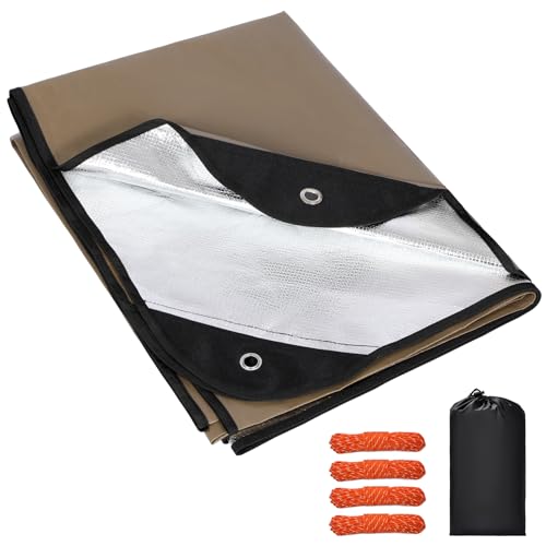 Heavy Duty Survival Blanket, Waterproof Emergency Thermal Tarp, Multipurpose Reflective Insulated All Weather Blankets for Camping Hiking, Brown - color: Brown 83''x59''