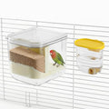 No Mess Bird Feeder Water Dispenser Set, Yellow, 1 Set | Multifunctional Seed Feeder, Easy Cleanup Bird Cage Accessories - color: Beige, Yellow