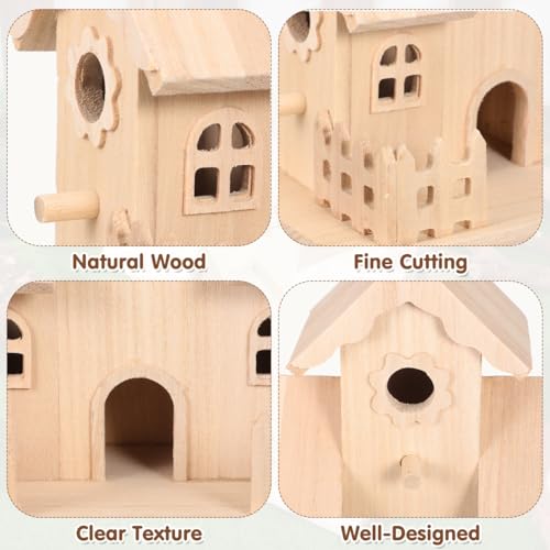 Balacoo Wood Birdhouse 7.87 Inch Unpainted Hanging Nest for Birds | Unpainted solid wood, hanging or tabletop setup, garden patio display, 4.92 x 7.87 x 7.87 inch, check entry size