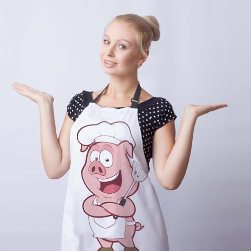 Kitchen Apron for Men Pig Chef Women Aprons for Cooking Restaurant BBQ Painting Crafting Gardening 27” (W) x 31” (H), Waterproof Apron - color: Pig Chef