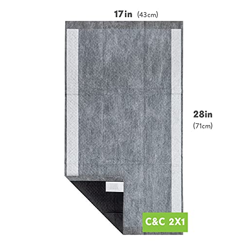 Paw Inspired Disposable Cage Liners, 28x17 Inch (C&C 2x1), 24 Count | Bamboo Charcoal Odor Controlling, Super Absorbent Pads For Guinea Pigs, Ferrets, Rabbits, Hamsters, Small Animals - size: 28x17" (C&C 2x1) - 24 ct
