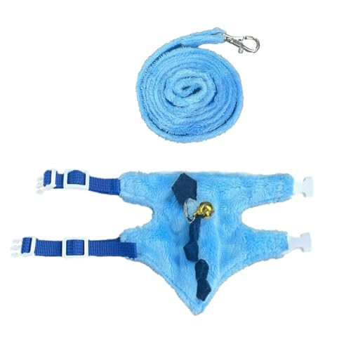 Ferret Harness and Leash Set Small Animals Vest Harness with Safe bell Dinosaur Shaped Walking clothes for Baby Rabbit Guinea pig Teacup Chihuahua Mouse and other small pet (Blue) - color: Blue