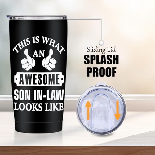 Jztco Son in Law Gifts for Women 20 oz Tumbler, Stainless Steel Insulated | Inspirational Gifts Travel Coffee Mugs Water Bottle, Father's Day Birthday Gifts for Son in Law - color: Multi 1465