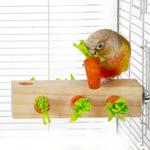 Bird Toys, Bird Chew Toy Cork Wooden Block Parrot Foraging Toys Birdcage Accessories for Conures Parakeets Cockatiels Lovebirds African Grey Macaws (Carrot Cork) - color: Carrot Cork