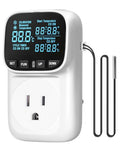 Digital Temperature Controller Outlet, 15A/1800W Heavy Duty Thermostat Plug, VA LCD Display, Heating/Cooling Control, -40°F~210°F, 4 Timer Modes, for Greenhouse Incubator Homebrew W01TC06 - color: White-6.6ft