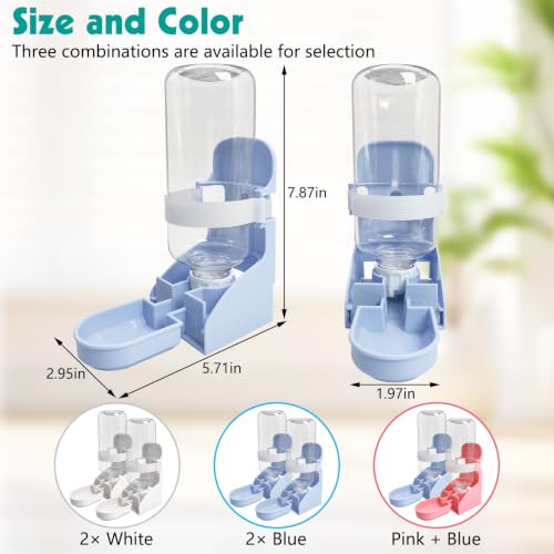 kathson Rabbit Water Bottle, 17oz Hanging Water Fountain Automatic Dispenser No Leak WaterFeeder for Bunny Chinchilla Guinea Pig Hedgehog Ferret - size: 2PCS Water Dispenser, Blue