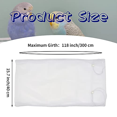 Daoeny Large Bird Cage Cover, Bird Cage Seed Catcher, Adjustable Soft Airy Nylon Mesh Net, Birdcage Cover Skirt Seed Guard for Parrot Parakeet Macaw African Round Square Cages (White) - color: White
