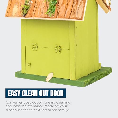 MEKKAPRO Bird House for Outside - Decorative Hanging Birdhouses for Outdoors, Birdhouse with Easy Clean Out Door, Hand-Painted Birdhouses for Chickadees, Wrens, Nuthatches, and Titmice
