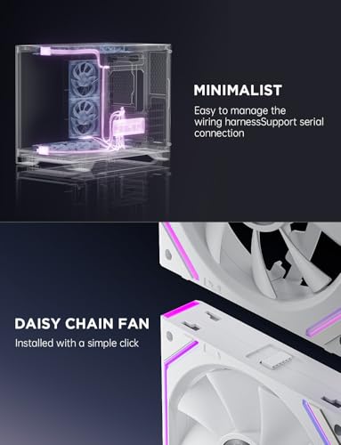 Asiahorse Dawn 120mm Case Fan, ARGB PWM 1850RPM/71CFM Airflow, Forward & Reverse Blade Design, Low Noise, Precision HDB Bearings High Performance UNI PC Fan Modular Daisy Chain - color: White, size: 1-pack-Forward blade