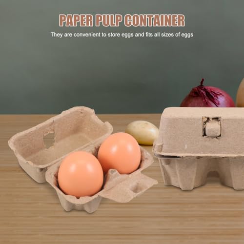 DOITOOL 25 Pack 2 Count Egg Cartons Bulk, Natural Paper Pulp Storage Container for Chicken Duck Eggs Small Cardboard Holder for Farmers Market Display Easter Party