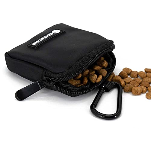 Waterproof Dog Treat Pouch, Dog Training Treat Pouch Built in Poop Bag Dispenser Adjustable Shoulder Bag (BLK) (BLK) - color: BLK