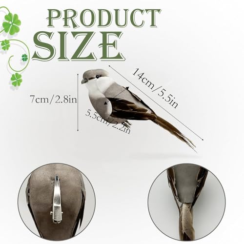 LWINGFLYER Artificial Birds Realistic Gray Northern Mockingbird 2 Pack Clip on Foam Feathered Bird Ornaments Figurines for Christmas Tree Decoration Wreaths Crafts Party Home Decor - color: Gray Northern Mockingbird
