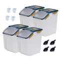 Large Flour Storage Container Bin 25lb, 4Pack Airtight Rice Storage Containers with Wheels Seal Locking Lid, BPA Free with Measuring Cup&Scoop for Flour, Rice, Grain(Blue) - color: Blue 4Pack 25Lb