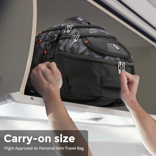 Swissdigital Design Laptop Backpack with USB Charging Port, Travel Backpack Fits 15.6 inches Computer, 31L College School Backpack for Men, Gray Camo | SD803-91 - color: Gray Camo