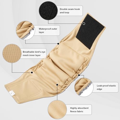 Washable Male Dog Diapers Reusable, Premium Belly Bands for Male Dogs, Pack of 3, High Absorbing Extra Small Male Dog Pee Wraps for Doggie in Incontinence or Excitable Urination and Training(XS) - size: X-Small