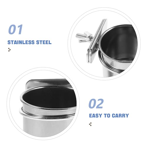 Yardwe 2pcs Stainless Steel Bird Food Bowl Clamp Holders with Hanging Feeders for Parrot Cage, Small 4.4cm 5.5cm Feeding Dish Cups Suitable for Cockatiel Budgie Parakeet