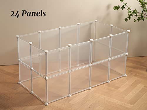 LURIVA Transparent Clear Small Animal Playpen, Guinea Pig Cages, Puppy Dog Playpen, Pet Playpen, Rabbit Bunny Indoor Fence Pen Enclosure, White Clear Plastic Playpen,12X12 Inch, 12Panels
