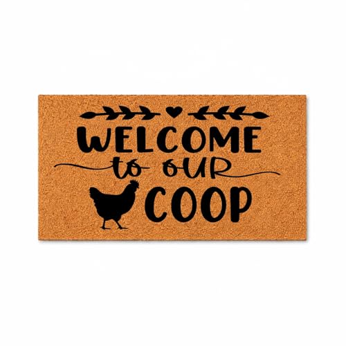 Funny Doormat: Welcome to Our Coop, Chicken Hen, Housewarming Gift for Backyard Poultry Farmers, Welcome Mat (24x36) 1914